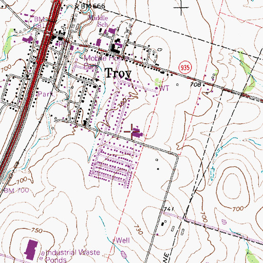 Topographic Map of Troy Elementary School, TX