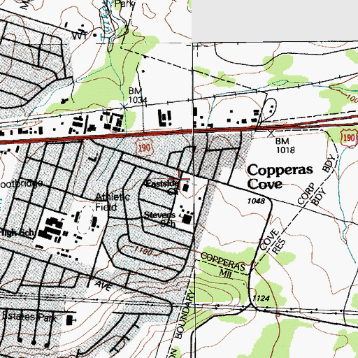 Topographic Map of Eastside Baptist Church, TX