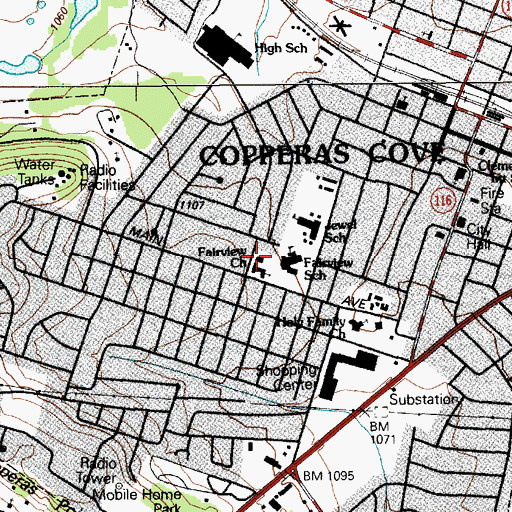 Topographic Map of Fairview Baptist Church, TX