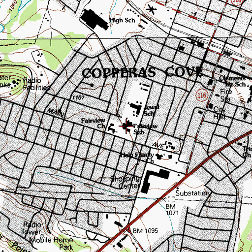 Topographic Map of Fairview Elementary School, TX