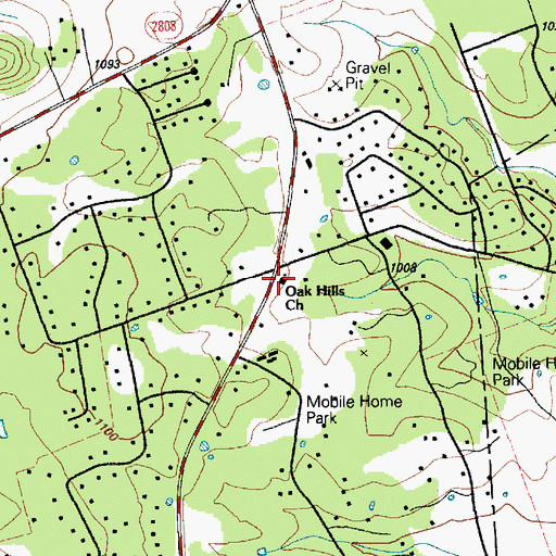 Topographic Map of Oak Hills Baptist Church, TX