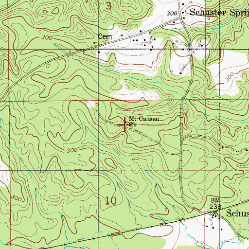 Topographic Map of Mount Canaan Church, AL