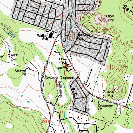 Topographic Map of Victory Baptist Church, TX