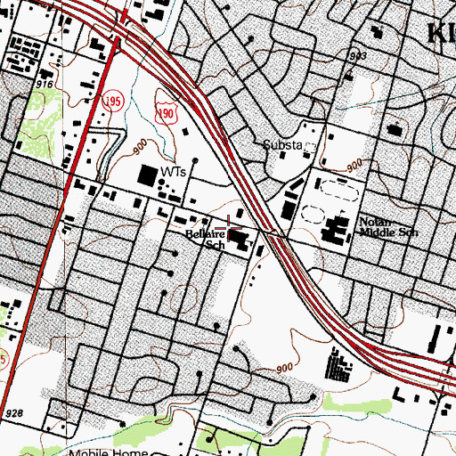 Topographic Map of Bellaire Elementary School, TX