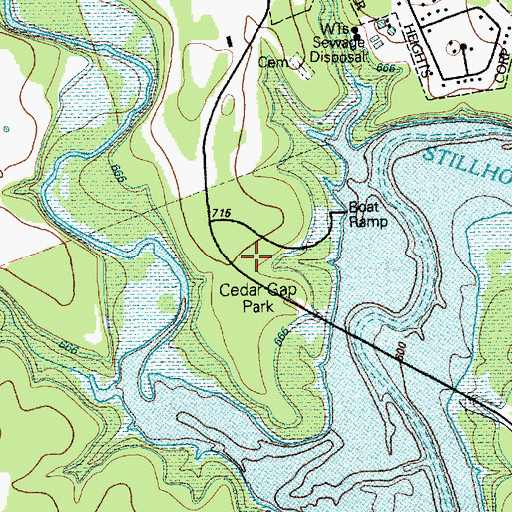 Topographic Map of Cedar Gap Park, TX