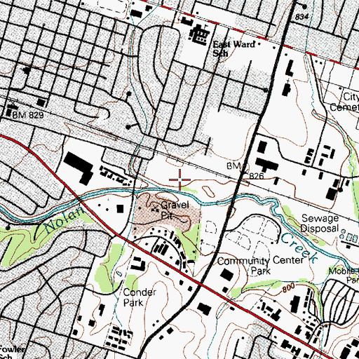 Topographic Map of Community Center Park, TX