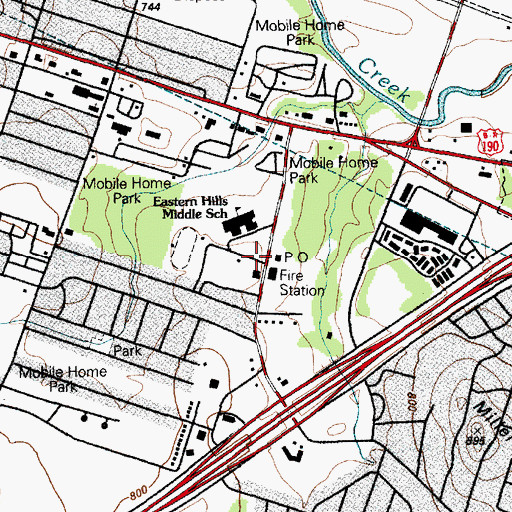 Topographic Map of Eastern Hills Middle School, TX