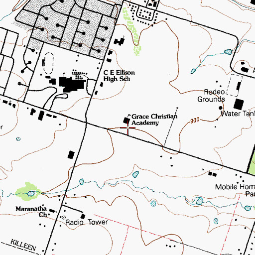 Topographic Map of Grace Christian Academy, TX