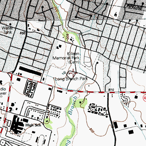 Topographic Map of Long Branch Park, TX