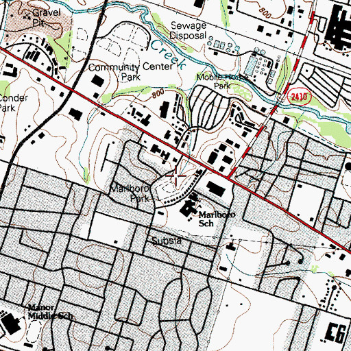 Topographic Map of Marlboro Park, TX