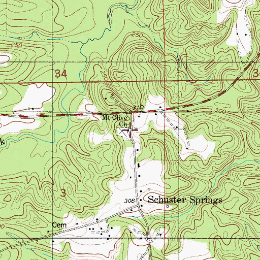 Topographic Map of Mount Olive Church, AL