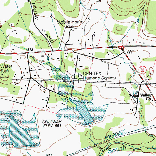 Topographic Map of CEN-TEX Humane Society, TX