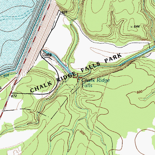 Topographic Map of Chalk Ridge Falls, TX