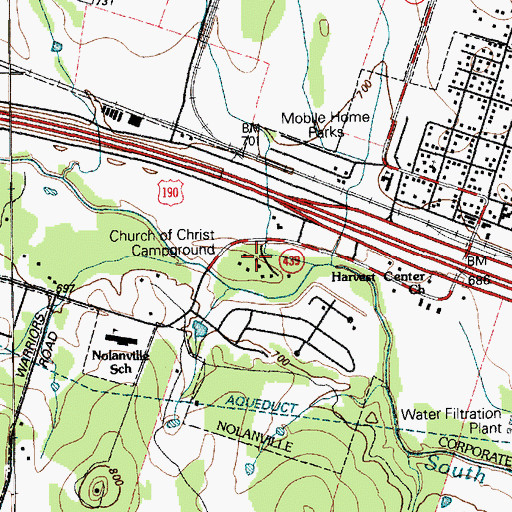 Topographic Map of Church of Christ Campground, TX