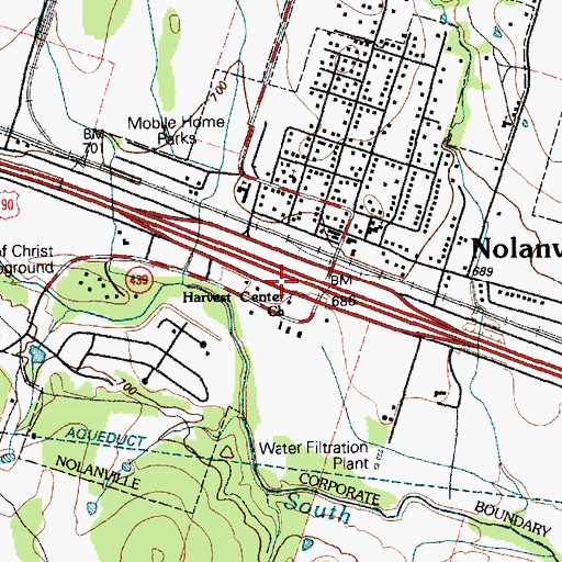 Topographic Map of Harvest Center Church, TX