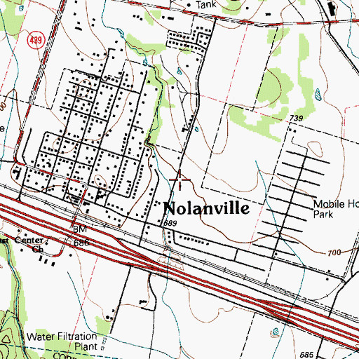 Topographic Map of J W Sims Community Center, TX
