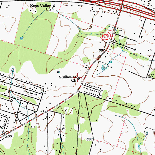 Topographic Map of Stillhouse Baptist Church, TX