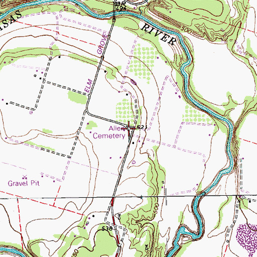 Topographic Map of Allen Cemetery, TX
