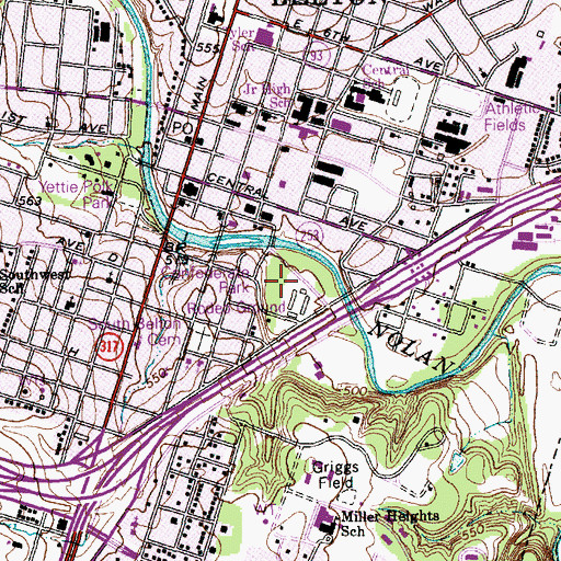 Topographic Map of Confederate Park, TX