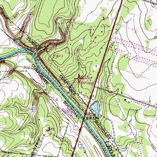 Topographic Map of Miller Spring, TX