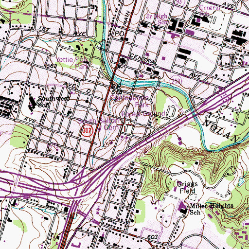 Topographic Map of South Belton Cemetery, TX