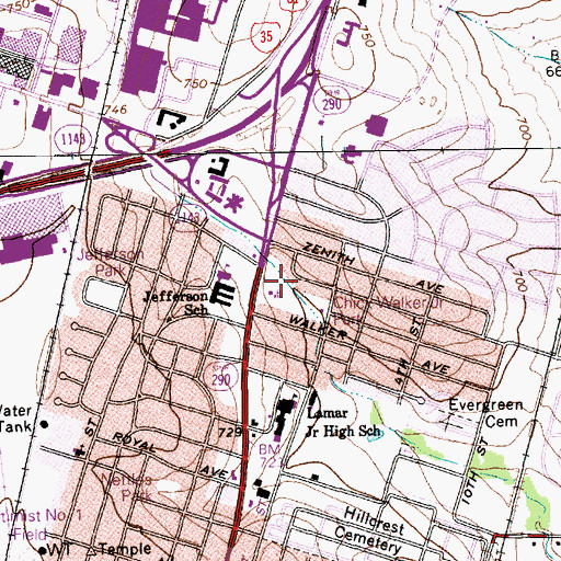 Topographic Map of Chick Walker Junior Park, TX