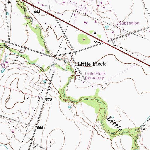 Topographic Map of Little Flock Cemetery, TX