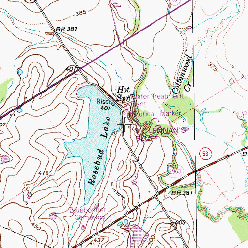 Topographic Map of McLennans Bluff Historical Marker, TX
