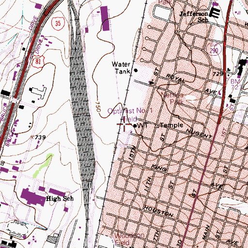 Topographic Map of Optimist Number 1 Field, TX