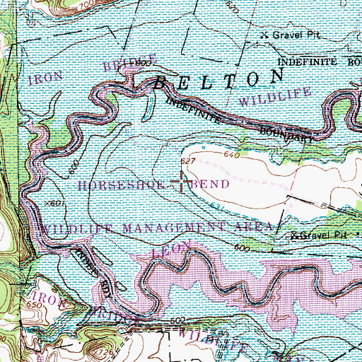 Topographic Map of Horseshoe Bend, TX