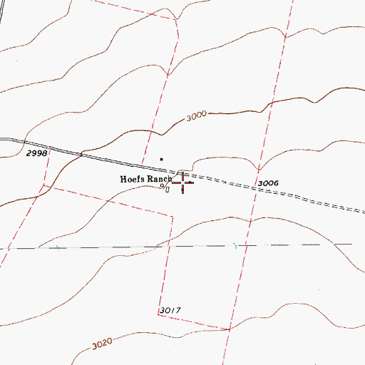 Topographic Map of Hoefs Ranch, TX