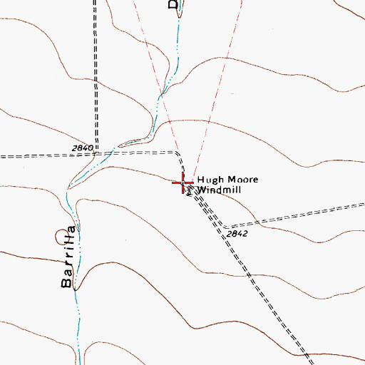 Topographic Map of Hugh Moore Windmill, TX