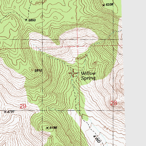 Topographic Map of Willow Spring, AZ