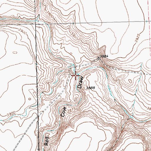 Topographic Map of Red Cow Draw, TX