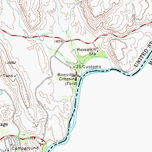 Topographic Map of Boquillas Crossing, TX