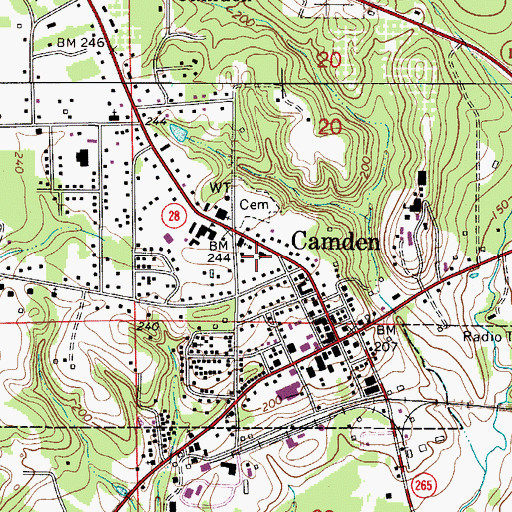 Topographic Map of Old School Presbyterian Church, AL