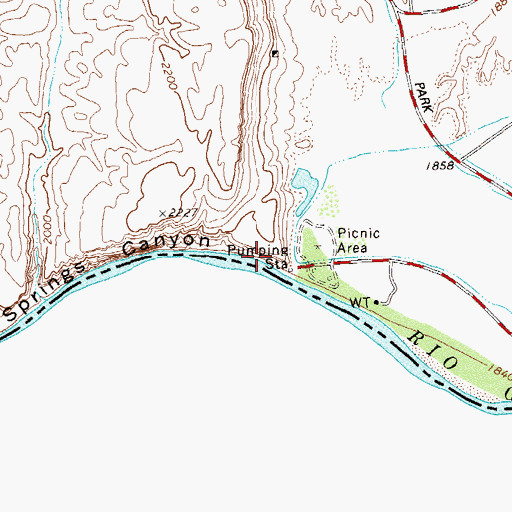 Topographic Map of Hot Springs Canyon, TX