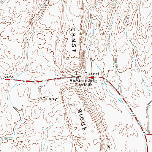 Topographic Map of Dead Mans Curve, TX