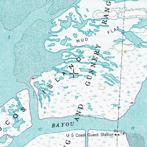 Topographic Map of Bayucos Island, TX