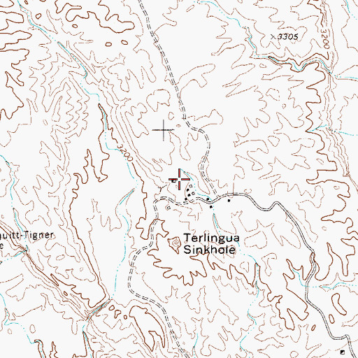 Topographic Map of Waldron Mine, TX