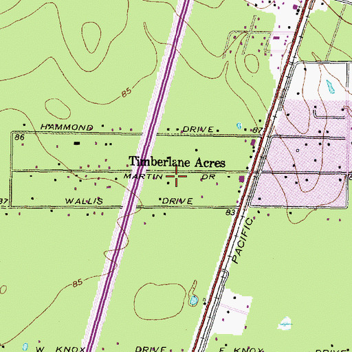 Topographic Map of Timberlane Acres, TX