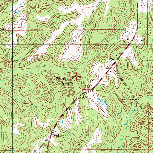 Topographic Map of Palmer Cemetery, AL