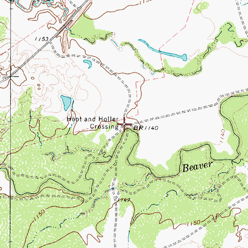 Topographic Map of Hoot and Holler Crossing, TX