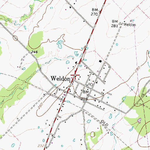 Topographic Map of Weldon Post Office (historical), TX