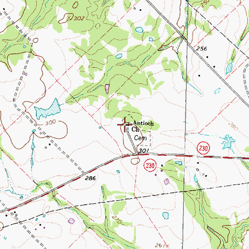 Topographic Map of Antioch Post Office (historical), TX