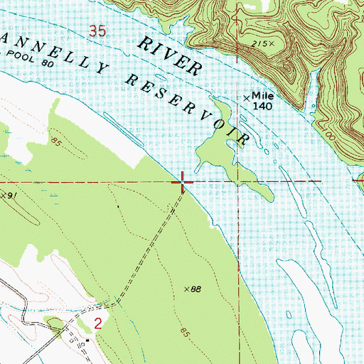 Topographic Map of Parks Landing (historical), AL