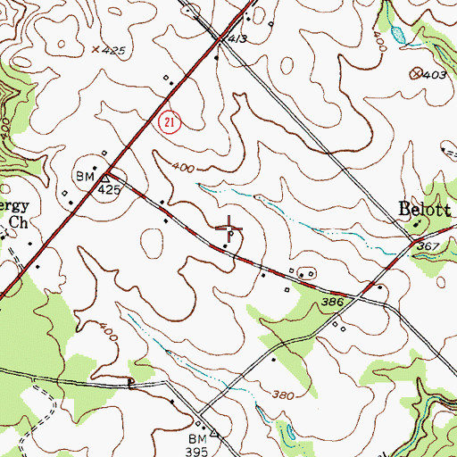 Topographic Map of Belott Post Office (historical), TX