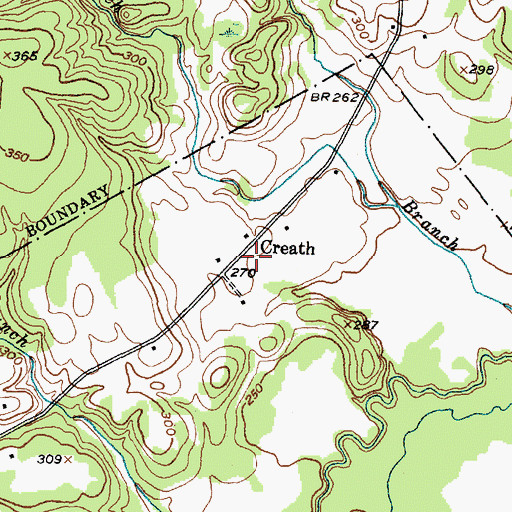 Topographic Map of Creath Post Office (historical), TX