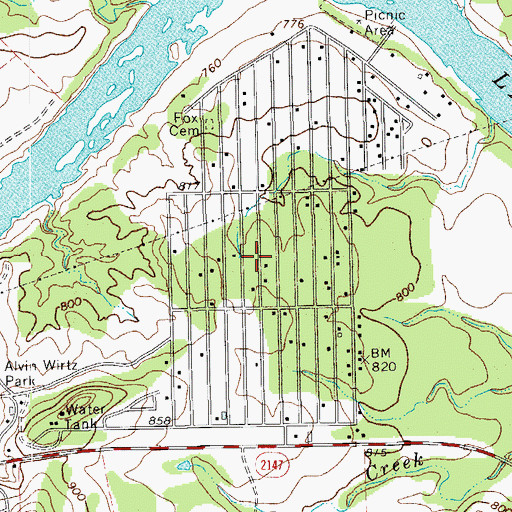 Topographic Map of Cottonwood Shores, TX