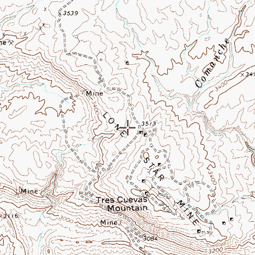 Topographic Map of Maggie Mine, TX